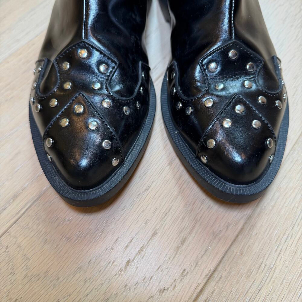 T.U.K. Black Studded Jam Boots Pointed Ankle Boot Silver Studs Women’s 10 - Picture 11 of 11